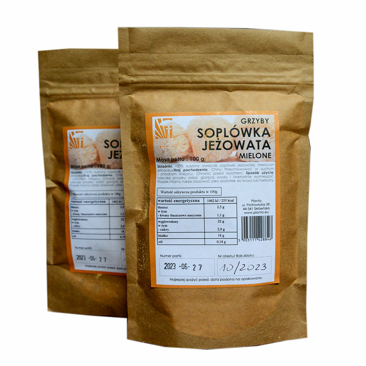 Soplówka jeżowata Hericium erinaceus – proszek z owocników 100 g - obrazek 5