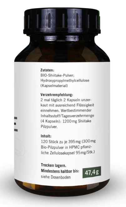Shiitake BIO Lentinula edodes kapsułki 120 szt. - obrazek 2