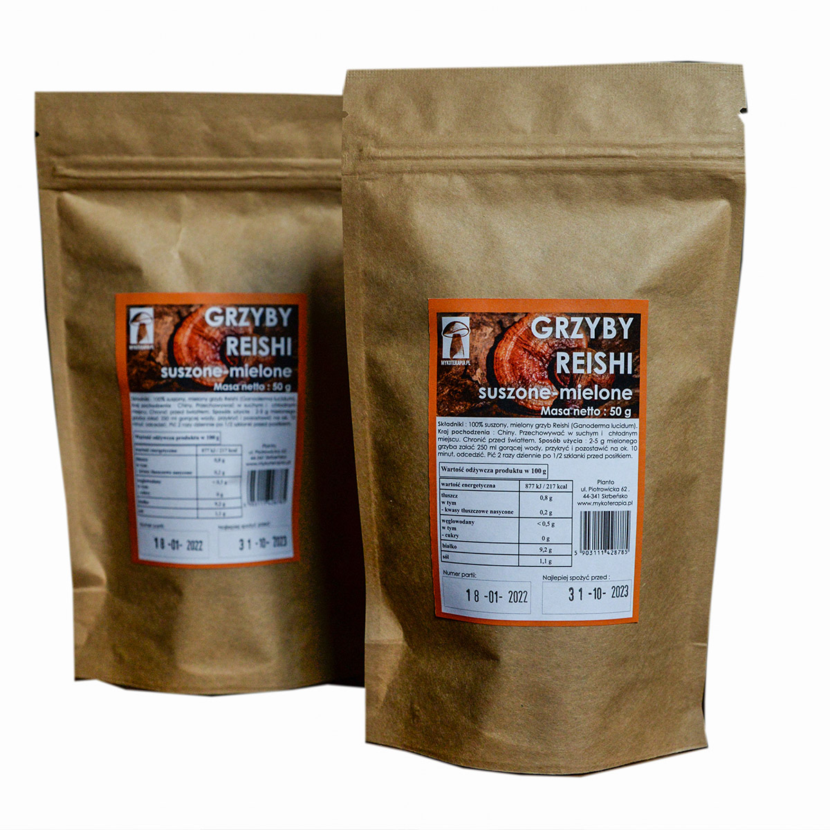 Reishi mielone 50 g – Ganoderma lucidum, proszek z grzyba funkcjonalnego